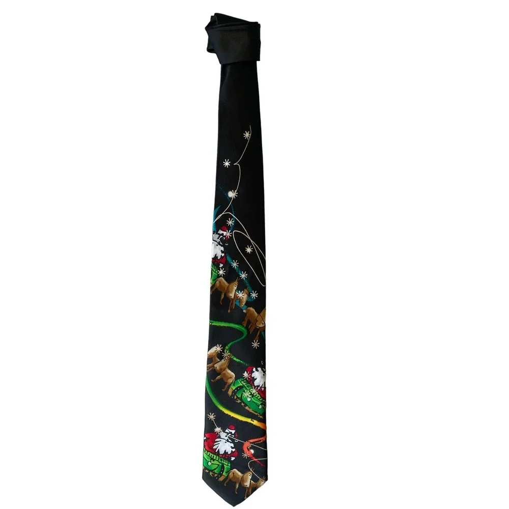 Jerry Garcia Christmas Tie Santa, Reindeer Collection 62 Black 60